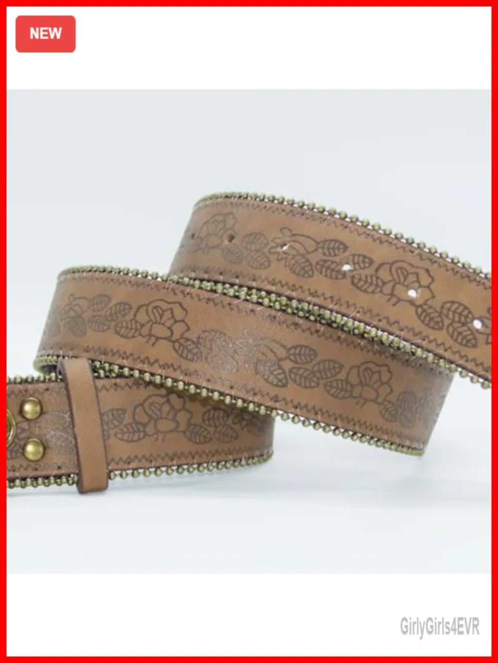 Western Belt for Women Cowgirl Faux Leather Vintage Floral Embossed